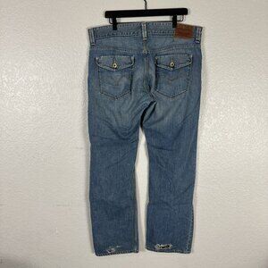 Vintage Levis Slim Straight Jeans Men 38x32 Y2k Flip Pocket Western Paint cowboy